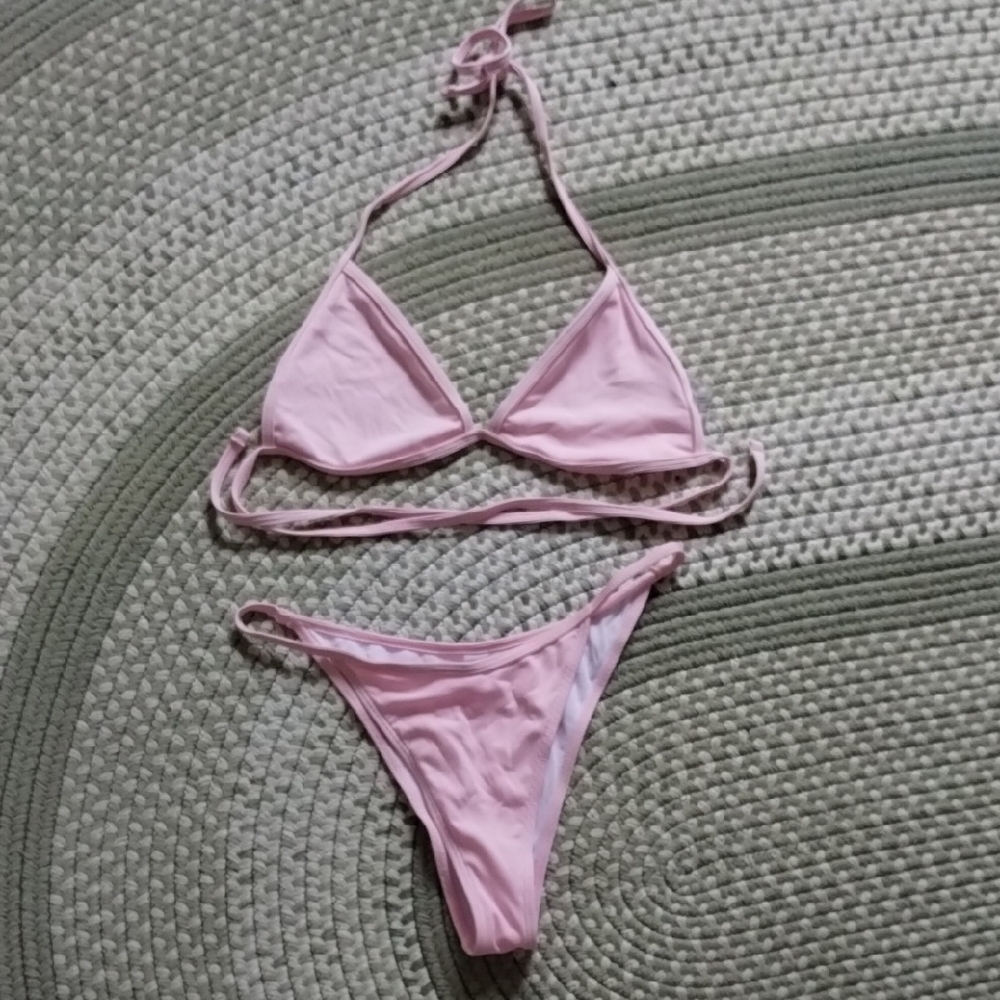 SHEIN Pink Bikini Set Triangle High-Cut